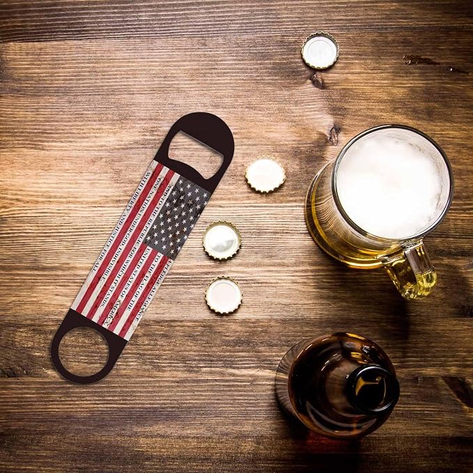 Usa Flag Stainless Steel Bottle Opener Pledge of Allegiance Written on A - Image 6