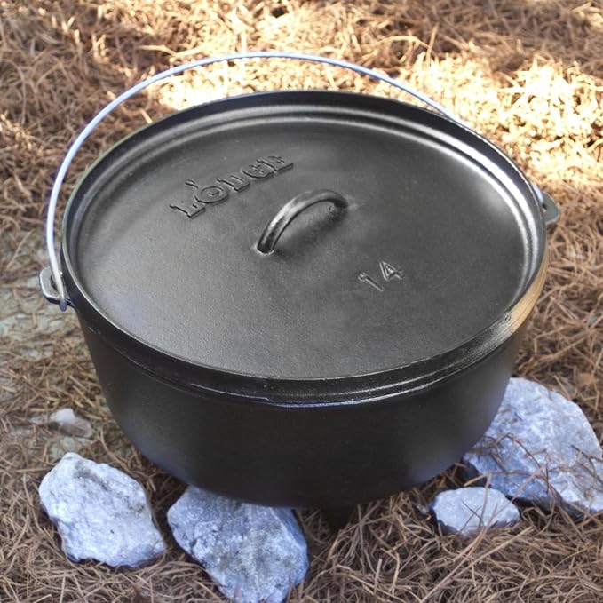 Lodge 10 Quart Pre-Seasoned Cast Iron Camp Dutch Oven - Image 2