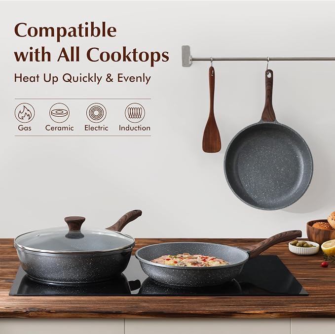 SENSARTE Nonstick Frying Pan Skillets, Swiss Granite Coating Omelette Pans - Image 6