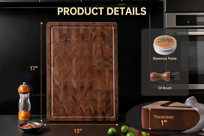 THETCHRY Walnut Cutting Boards for Kitchen, End Grain Wooden Cutting Board - Image 5