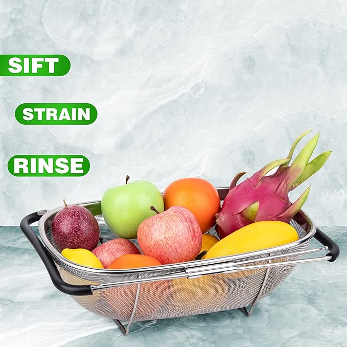 Tiawudi 6-Quart Large Over The Sink Colander, Heavy Duty 40% Thicker 18/8 - Image 7