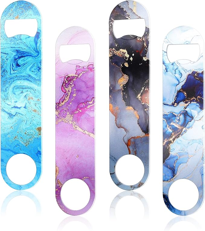4 Pcs Flat Bottle Opener Heavy Duty Stainless Steel Bottle Opener Beer Flask by Vesici