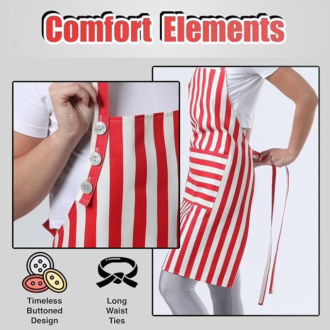 TOSHEX Kitchen Apron Waterdrop Resistant Cotton Apron - Image 5
