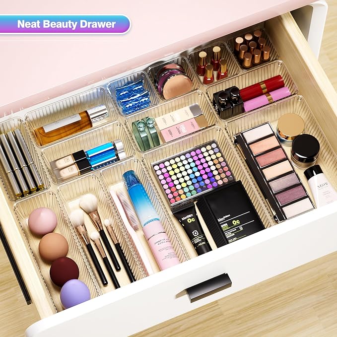 25 PCS Clear Plastic Drawer Organizer Set - Image 5