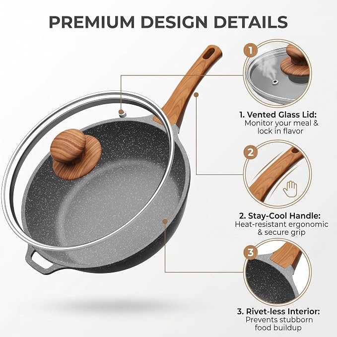 YASHE 12 Inch Nonstick Saute Pan - Image 6