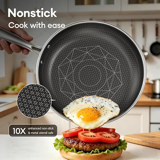 COOKER KING Stainless Steel Cookware Set, Hybrid Ceramic Cookware, Non-Stick - Image 2