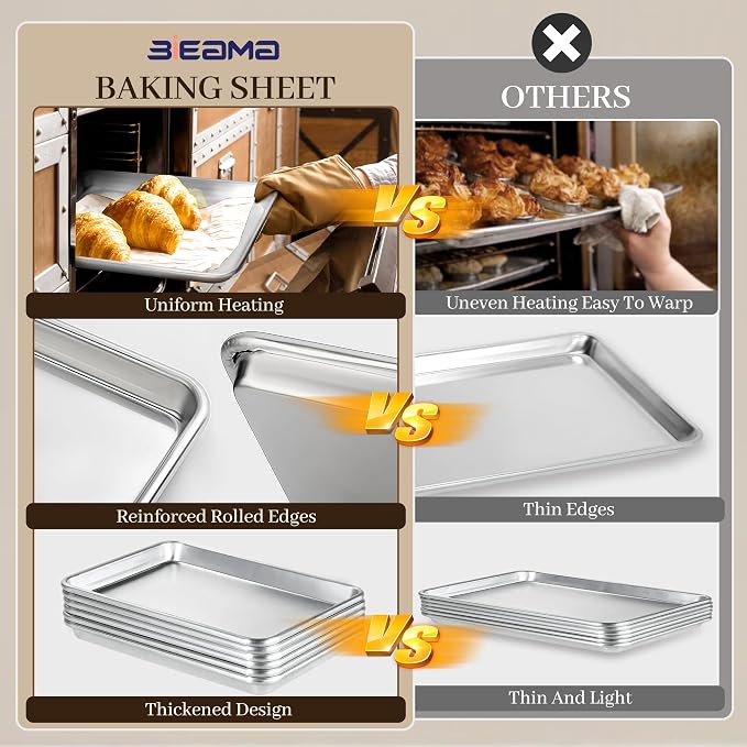 BIEAMA 12 Pack Half Size Baking Sheet Pan Aluminum Commercial Pan - Image 4