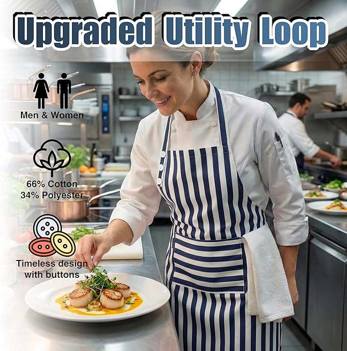 TOSHEX Kitchen Apron Waterdrop Resistant Cotton Apron - Image 2
