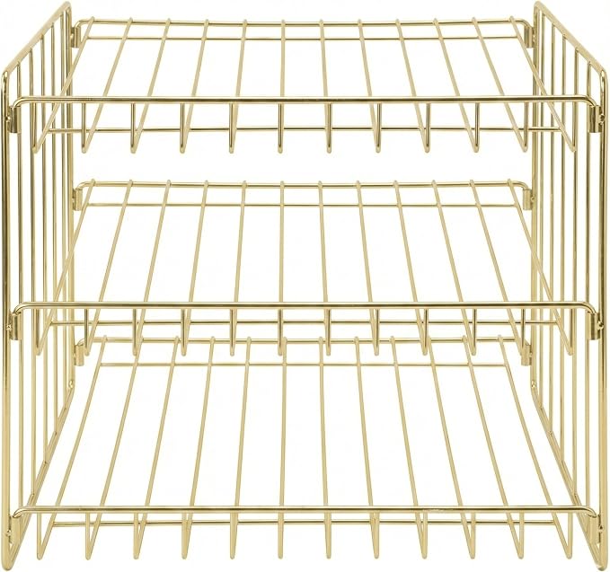 Kitchen Details 3 Tier Can Storage Organizer Rack in Gold - Image 2