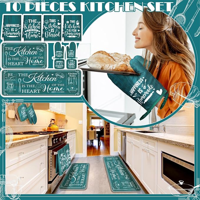 Fourluoo 10 Pcs Farmhouse Kitchen Decor and Accessories Set 4 Kitchen Towels 2 - Image 2