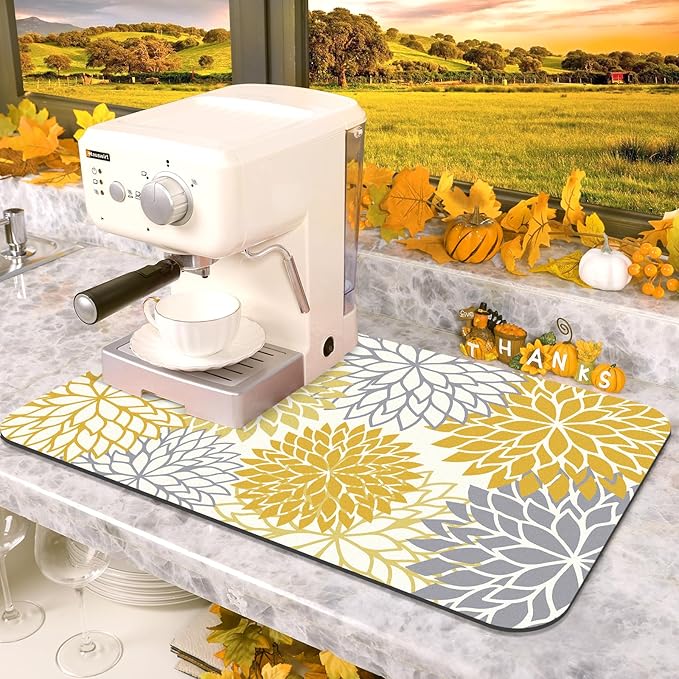 Findosom 2PCS 12" x 20" Fall Dish Drying Mat & 24" x 5.5" Sink Splash Guard - Image 8