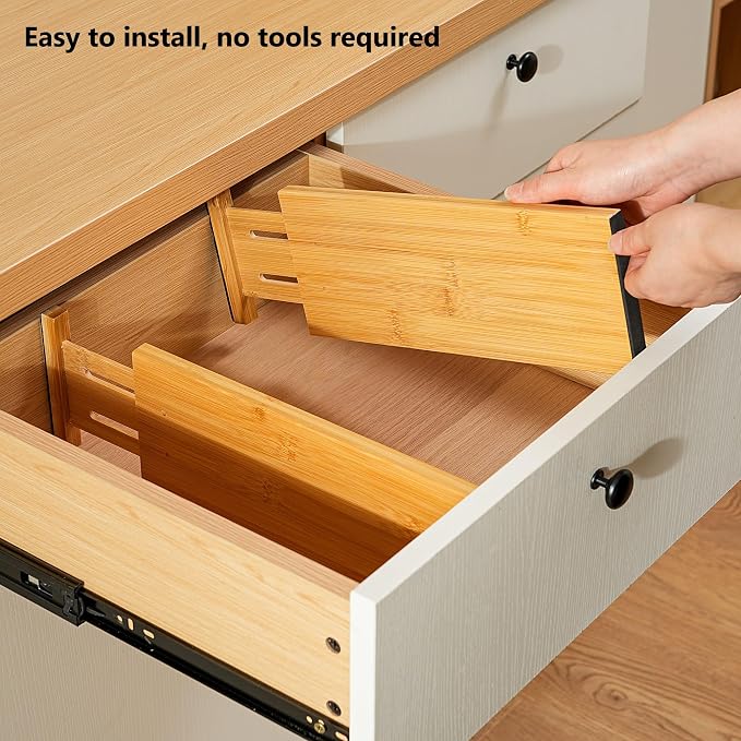 Fabsome Dresser Drawer Organizers 6 Pack, 4.65'' High Adjustable from 12.5-17‘’ - Image 5
