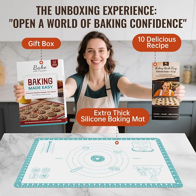 Silicone Baking Mat with 10 Useful Recipes, Non Stick Pastry Mat - Image 3
