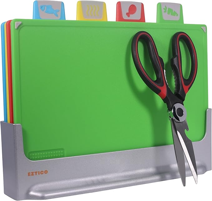 Cutting Board Set: 4-Piece Color-Coded, Perfect kitchen essentials by EZTICO