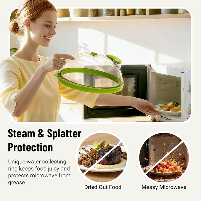 Microwave Splatter Cover with Water Steamer, Upgraded Microwave Cover - Image 2