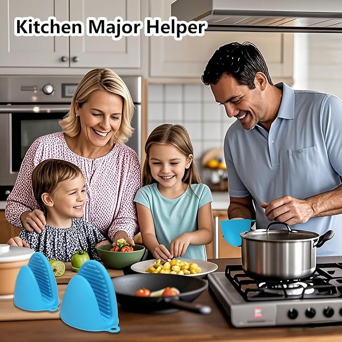 3 Pairs Oven Mitts Silicone Pot Holders Set Heat Resistant - Image 2