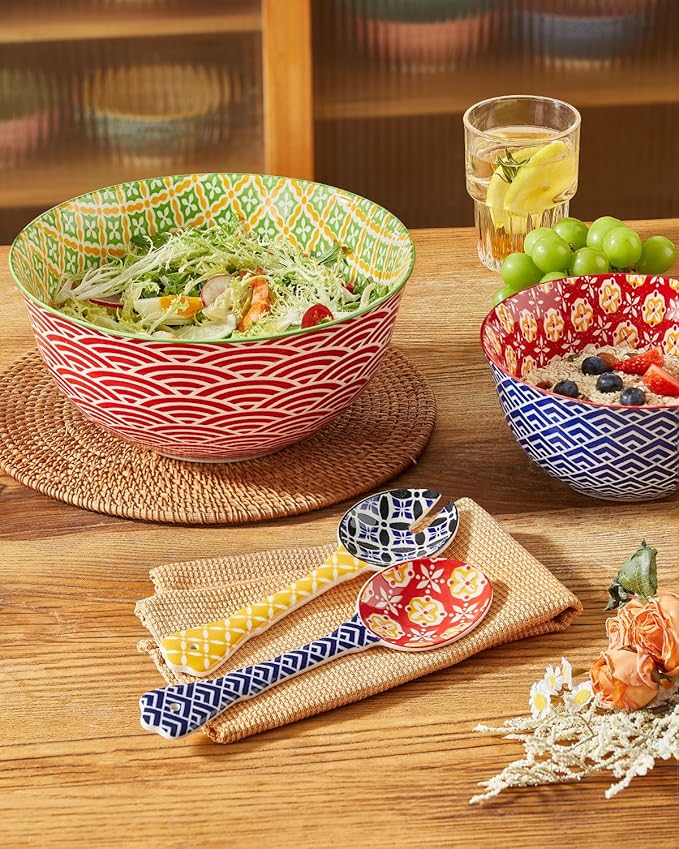 Metahom Ceramic Mixing Bowls for Kitchen, Colorful Nesting Bowls, Large Serving - Image 5