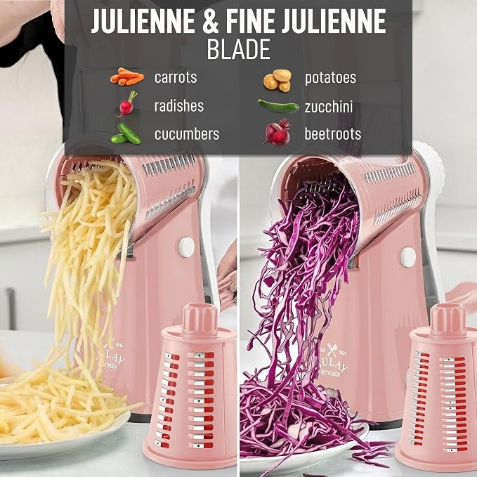 Zulay Kitchen Rotary Cheese Grater 5 Blade Cheese Shredder - Image 6