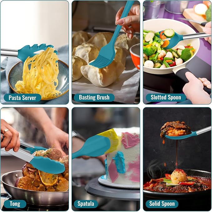 E-far 14 Pieces Silicone Cooking Utensils Set, Kitchen Utensils Set - Image 6