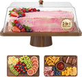 Acacia Wood Cake Stand with Shatterproof Lid, 14" 2-in-1 Rectangle
