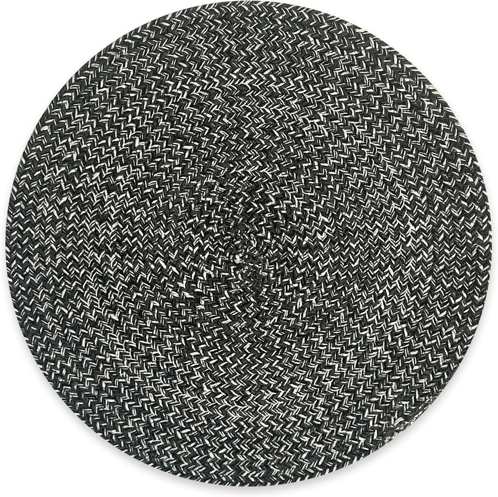Marled Twist Set of 8 Placemats, 15" Round Cotton, Black, Heat