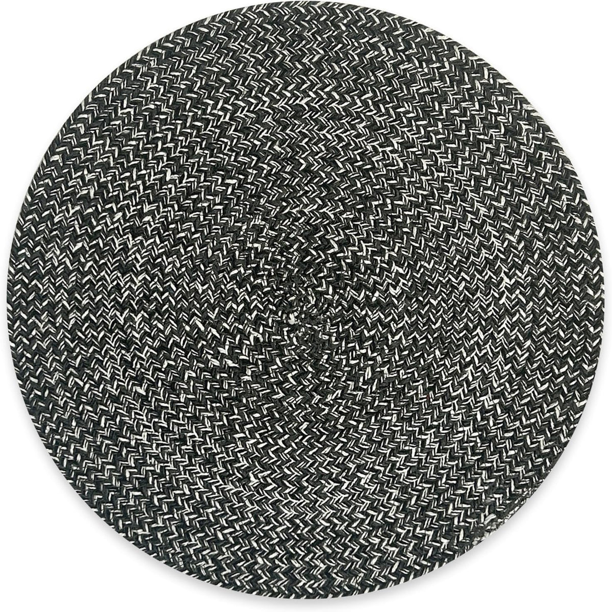 Marled Twist Set of 8 Placemats, 15" Round Cotton, Black, Heat