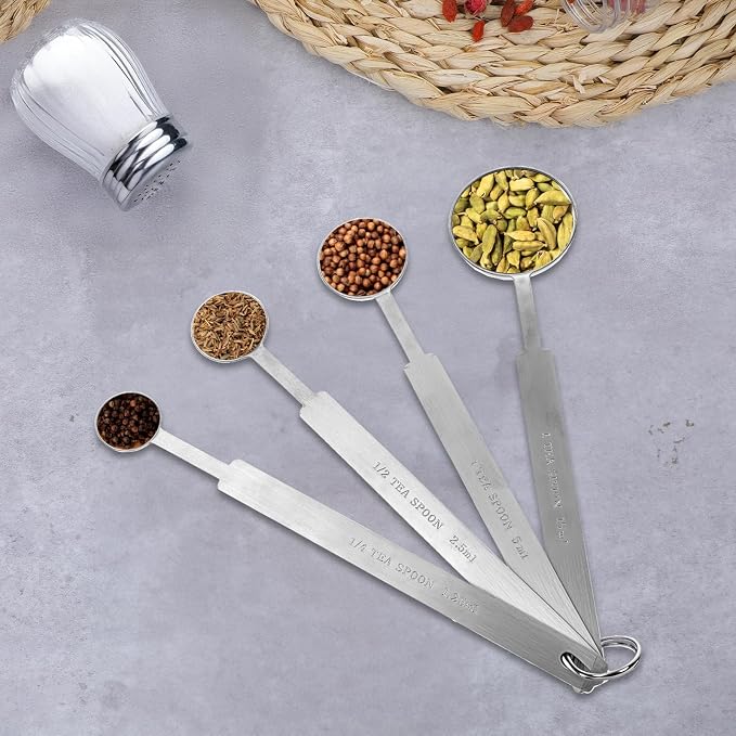 4 Pcs Long Handle Measuring Spoons Set Stainless Steel Measuring Spoon Set - Image 4