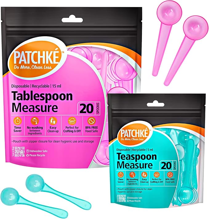 40-Pack Plastic Measuring Spoons Set – 20 × Teaspoons + 20 × Tablespoons by PATCHKE