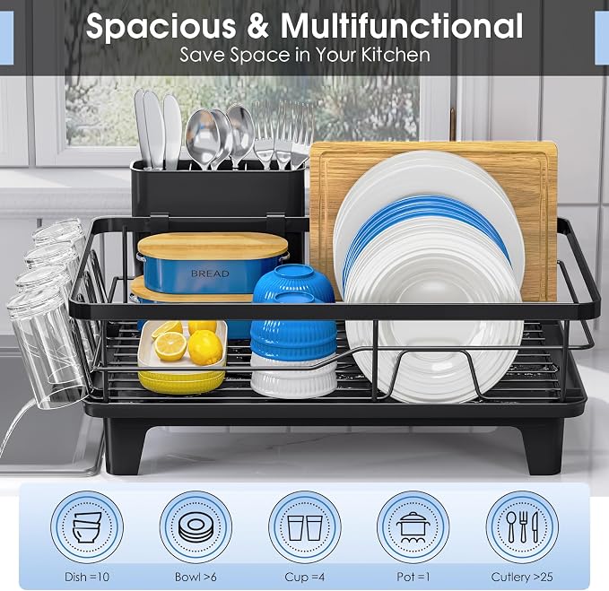 Urackify Dish Drying Rack for Kitchen Counter, Sink Dish Rack - Image 3