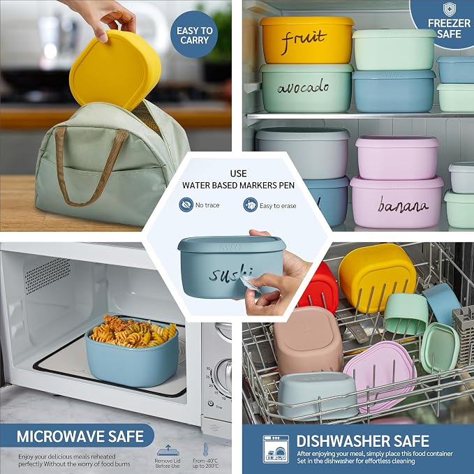 ISSEVE 12Pcs/Set Nesting Silicone Food Storage Containers - Image 6