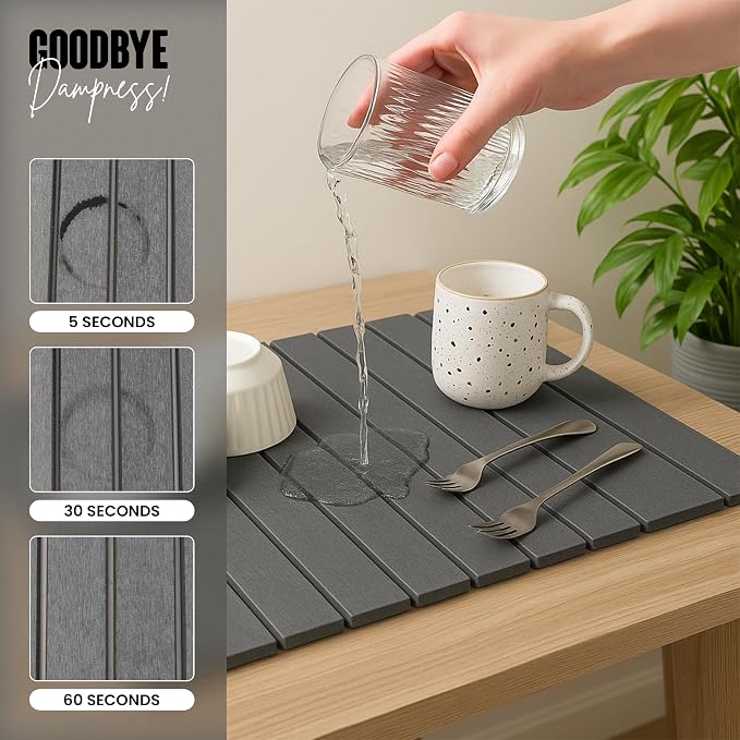 Large Stone Dish Drying Mat for Kitchen Counter, Instant Drying Pad, Super - Image 2