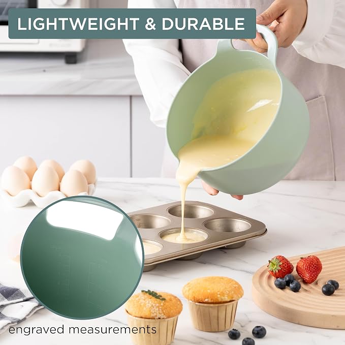 COOK WITH COLOR Nesting Plastic Mixing Bowl Set with Pour Spouts and Handles - Image 2