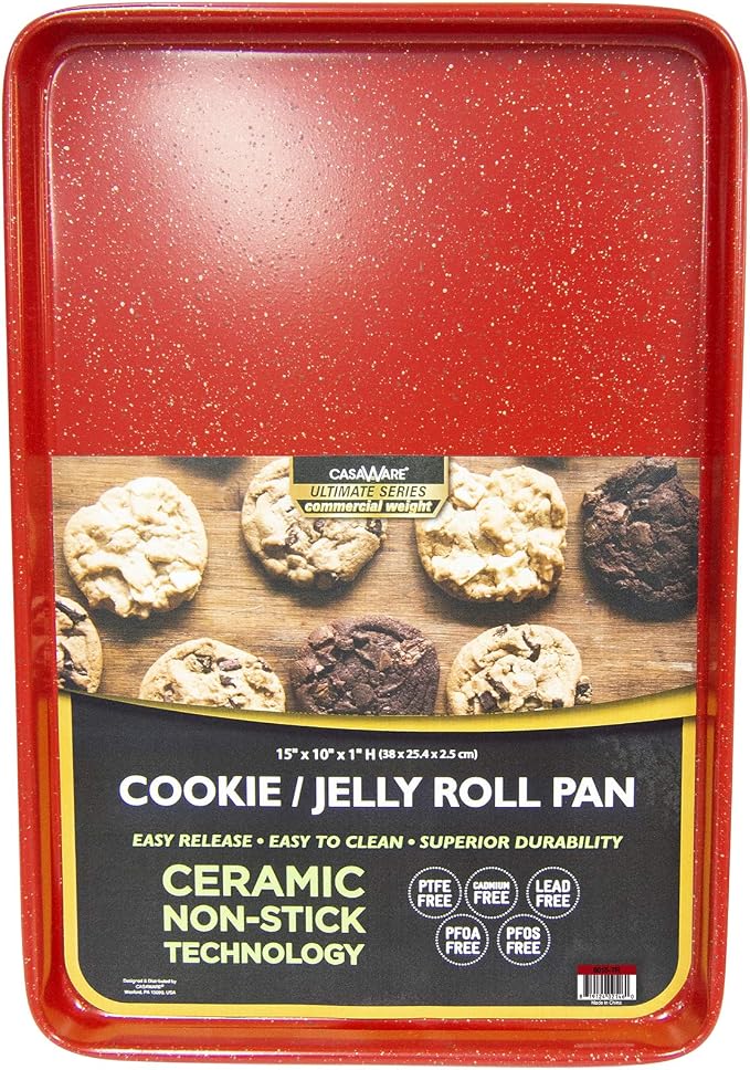casaWare 3pc Ultimate Commercial Weight Cookie Sheet Set, Two 15 x 10-Inch Pans - Image 3