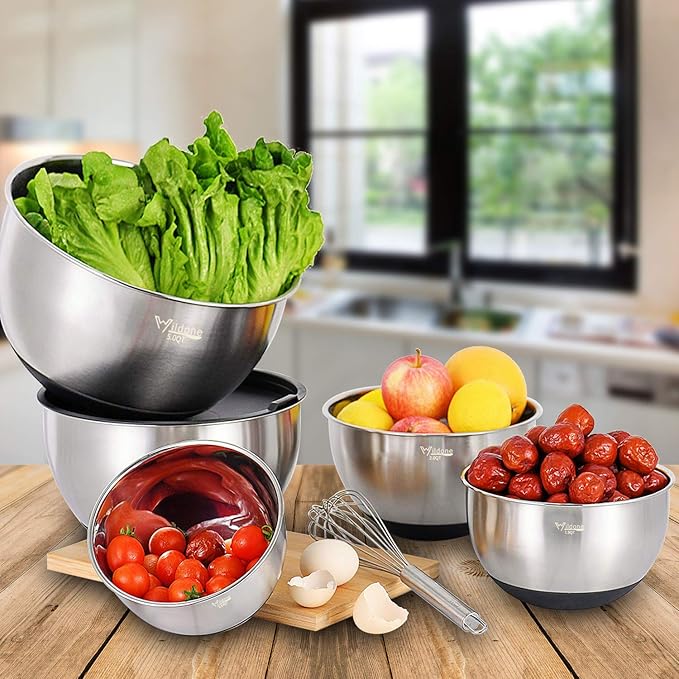 Wildone Mixing Bowls with Airtight Lids Set, with Grater Attachments & Non-Slip - Image 6