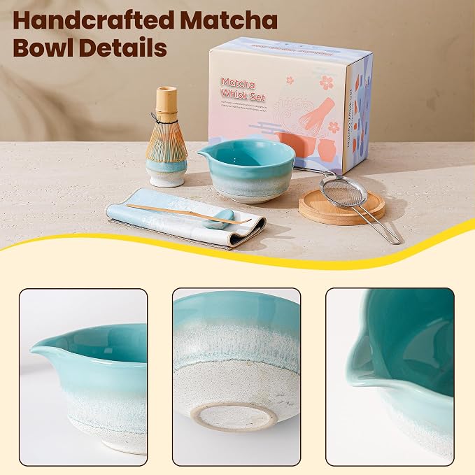 Matcha Whisk Set, Ceramic Matcha Kit Desert Style, Matcha Whisk and Bowl - Image 7