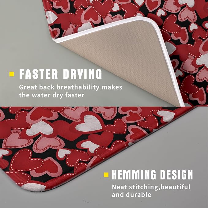 Valentines Day Dish Drying Mat for Kitchen Counter 18x16 Inch Love Drying Mat - Image 5