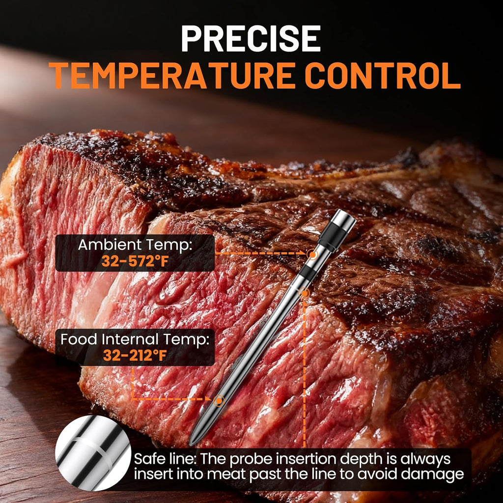 Smart Bluetooth Wireless Meat Thermometer, Digital Smart Base, 1 Probe