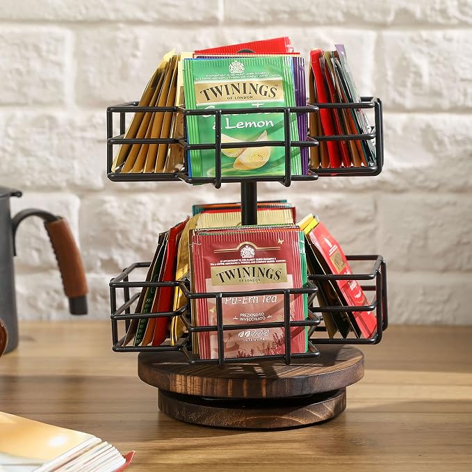 MyGift 8 Compartment Tea Bag Organizer Carousel, Coffee Station Storage Caddy - Image 3