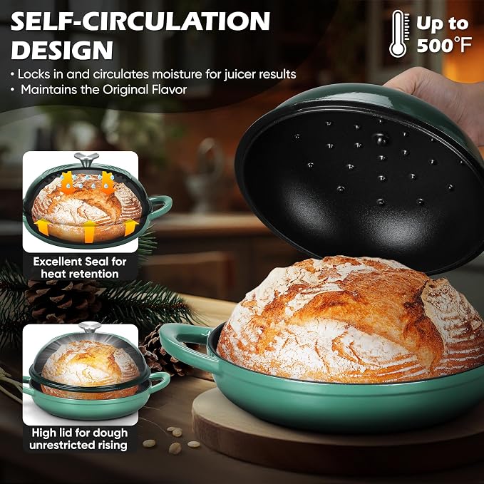Bread Dutch Oven for Sourdough Baking, Joyfair Enameled Cast Iron Dutch Oven Pot - Image 3