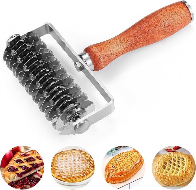 Pastry Lattice Roller Cutter, Stainless Steel Dough Cutter Wheel by WarmHut