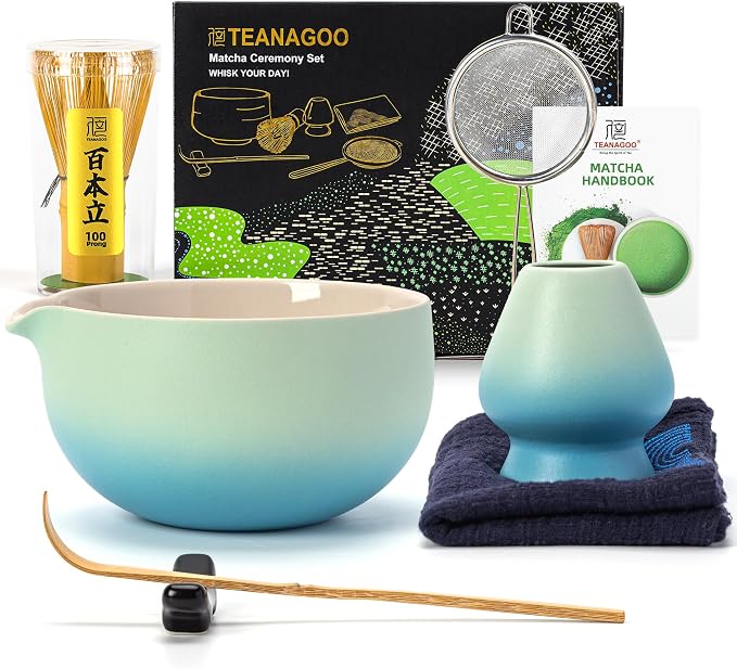 TEANAGOO Matcha Whisk Set Blue, Ceremony Matcha Set, Matcha Kit Grident Blue by TEANAGOO