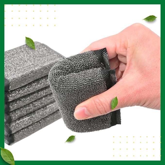 Steel Wool Scrub Sponges Kitchen, Reusable Dish Scrubber Sponge, - Image 3