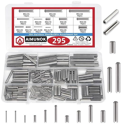 295-Piece Stainless Steel Roll Pin Assortment Kit by AIMUNOK