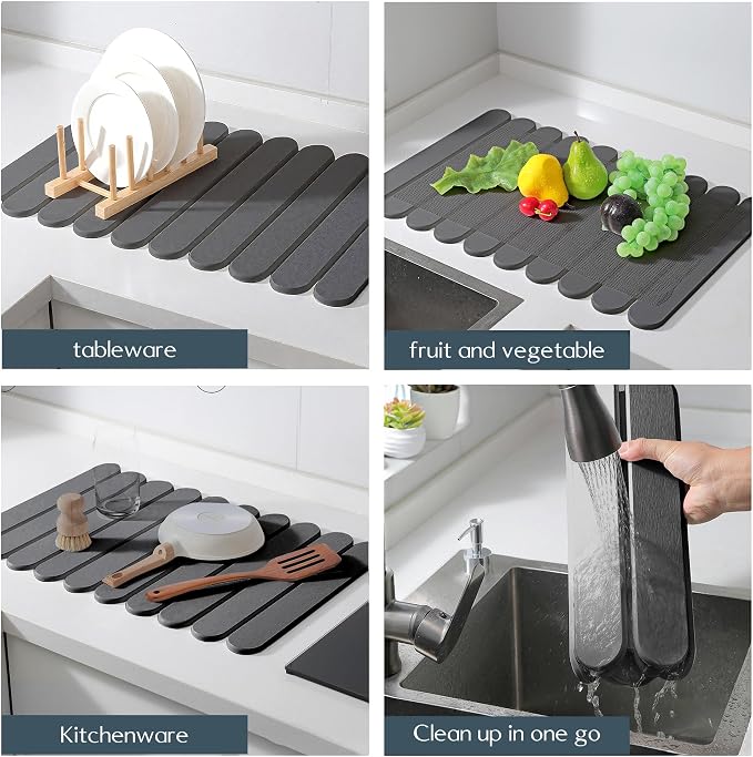 24"×16" Grey Stone Dish Drying Mats - Image 5