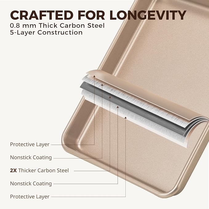 HONGBAKE 2 Pack 11 x 9 Inch Toaster Oven Pans and Trays, Small Baking Sheet Set - Image 6
