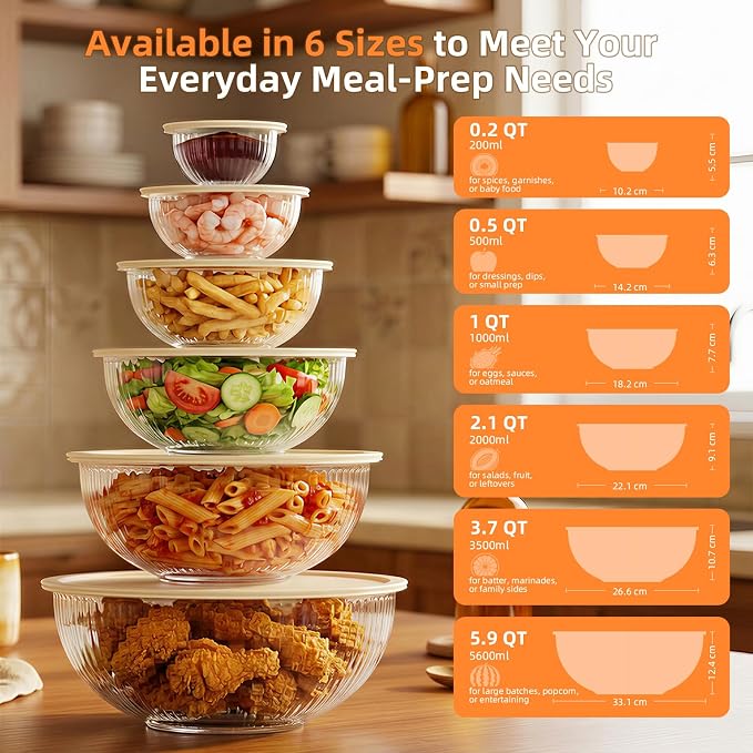 Jelife Glass Mixing Bowls with Lids Sets - Image 3