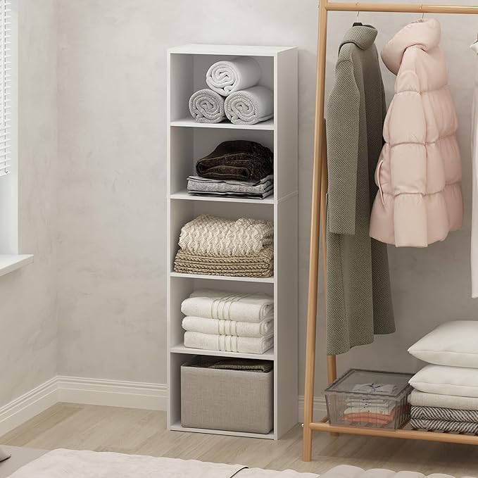 Furinno Reed Closet Organizers and Storage, 5-Tier Closet Organizer, Open Shelf by Furinno-FitsYourSpaceFitsYourBudget