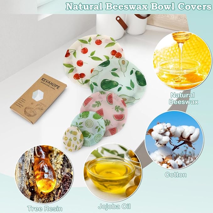 5-Size Reusable Beeswax Bowl Covers - Image 3