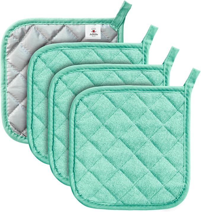 Joyhalo 4 Pack Pot Holders for Kitchen, Cotton Oven Holder by Joyhalo
