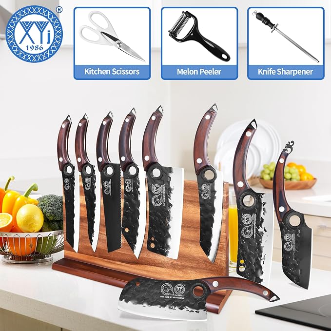 XYJ Authentic Since 1986, Knife Block Set, High Carbon Steel Forged Blades - Image 7